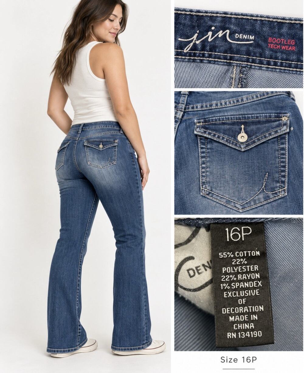 Y2K Indie Sleaze Ariya Jeans Bootcut Denim Size 11/12 Medium Wash Flap Pocket